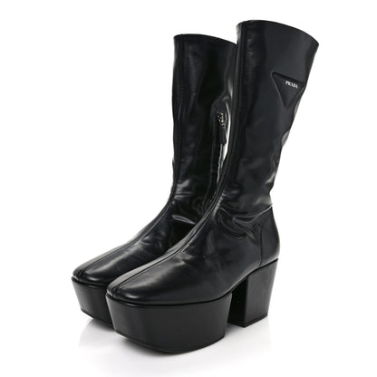 Prada Nappa Tech Logo 70mm Platform Boots 37 Black 3 of 9