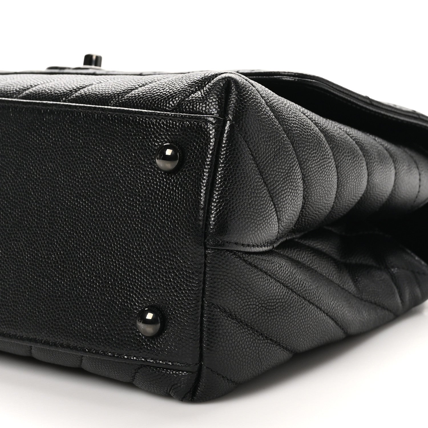 Chanel Caviar Chevron Quilted Small Coco Handle Flap So Black 10 of 10