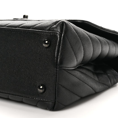 Chanel Caviar Chevron Quilted Small Coco Handle Flap So Black 10 of 10