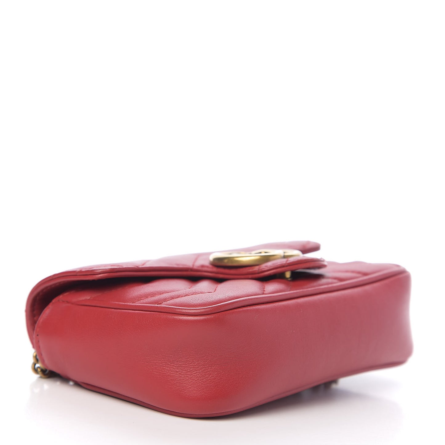 Calfskin Matelasse Super Mini GG Marmont Shoulder Bag Hibiscus Red