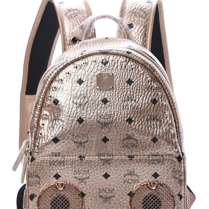 MCM Metallic X Wizpak Visetos Studded Sound System Speaker Backpack Champagne Gold 9 of 12