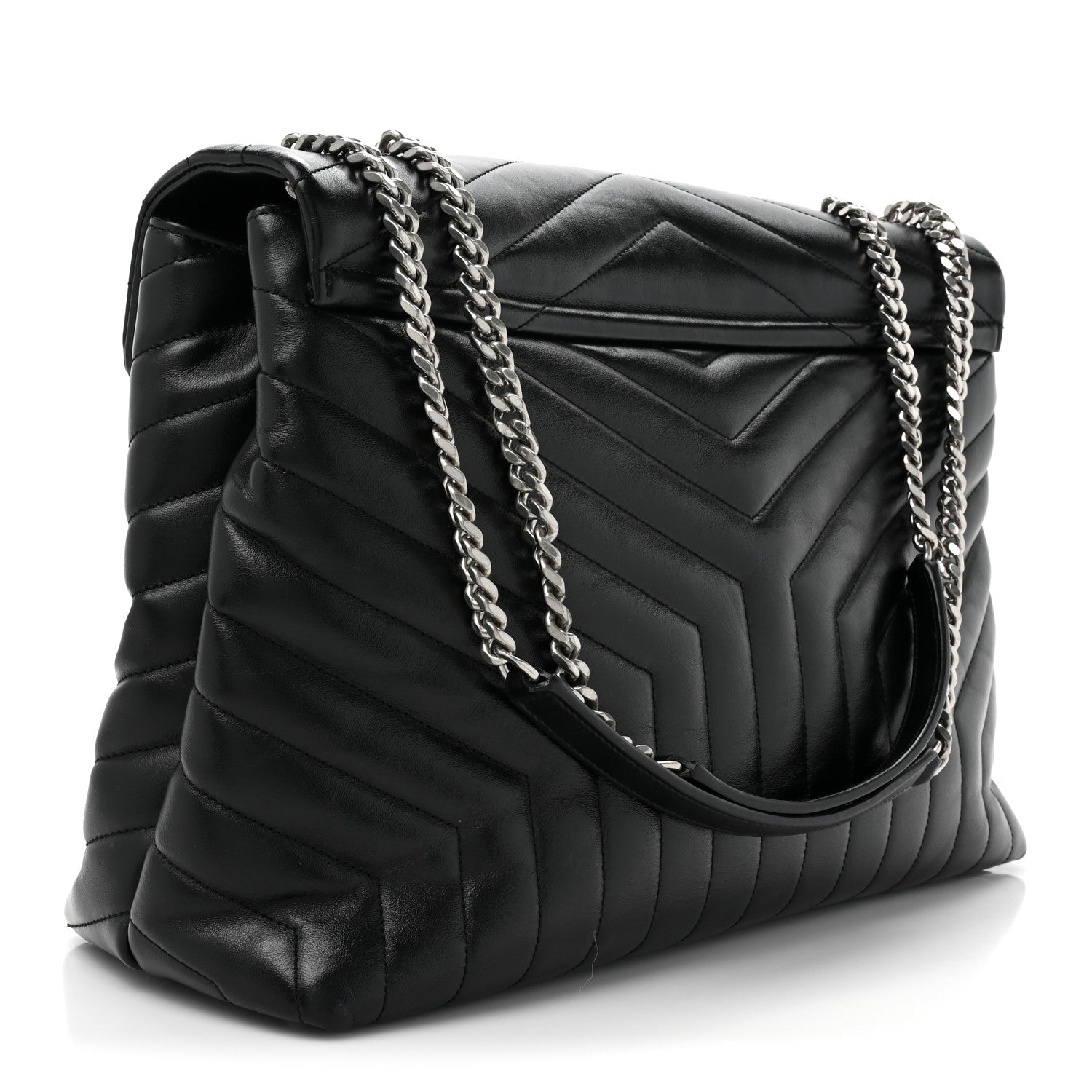 Saint Laurent Calfskin Y Quilted Monogram Large Loulou Chain Satchel Black 3 of 14