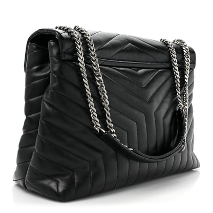 Saint Laurent Calfskin Y Quilted Monogram Large Loulou Chain Satchel Black 3 of 14