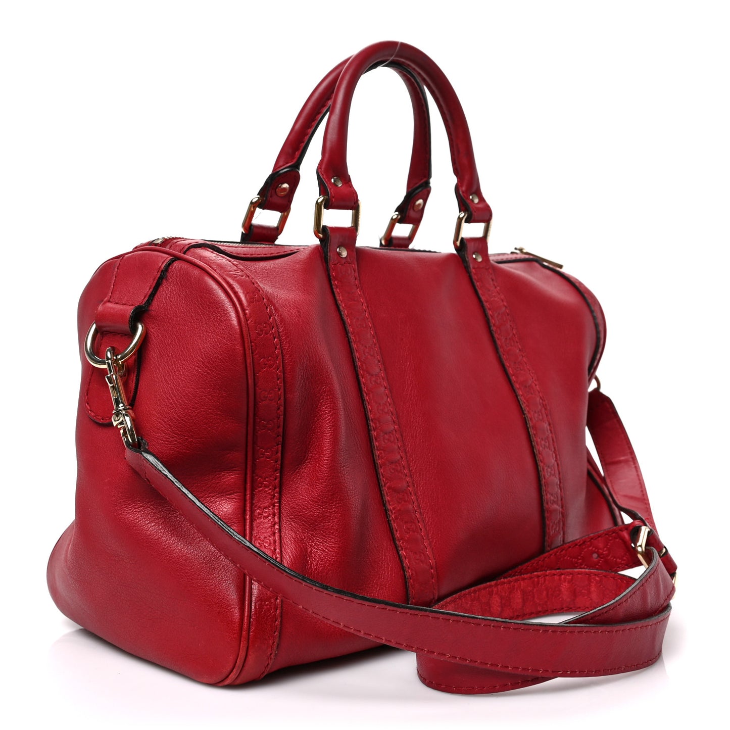 Calfskin Microguccissima Trim Medium Boston Raspberry Red