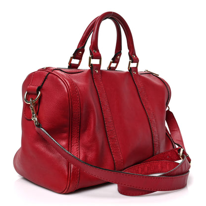 Gucci Calfskin Microguccissima Trim Medium Boston Raspberry Red 3 of 10