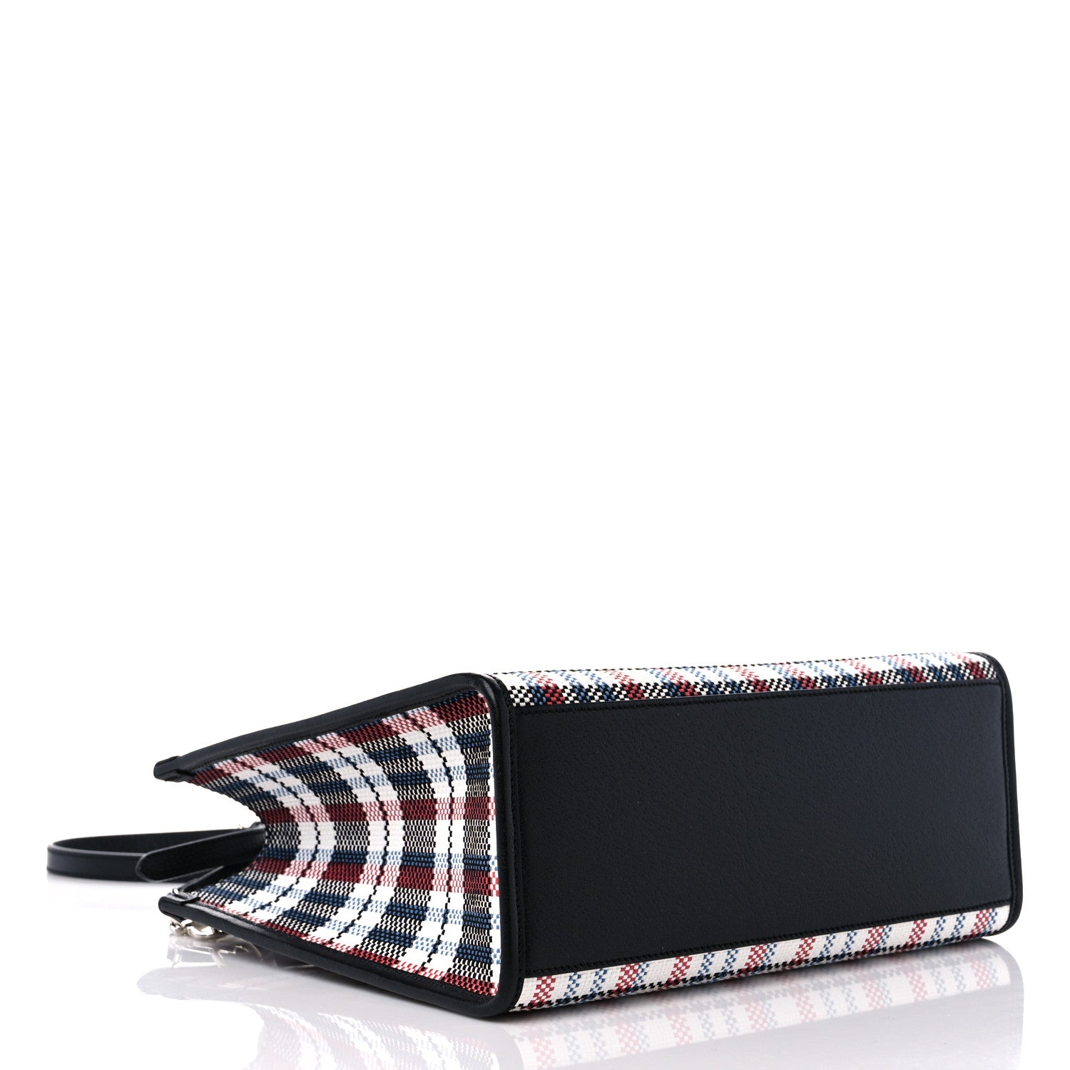 Gucci Canvas Plaid ICCUG Embroidered Small Tote Bag Black White Red Blue Smile Yellow 4 of 10