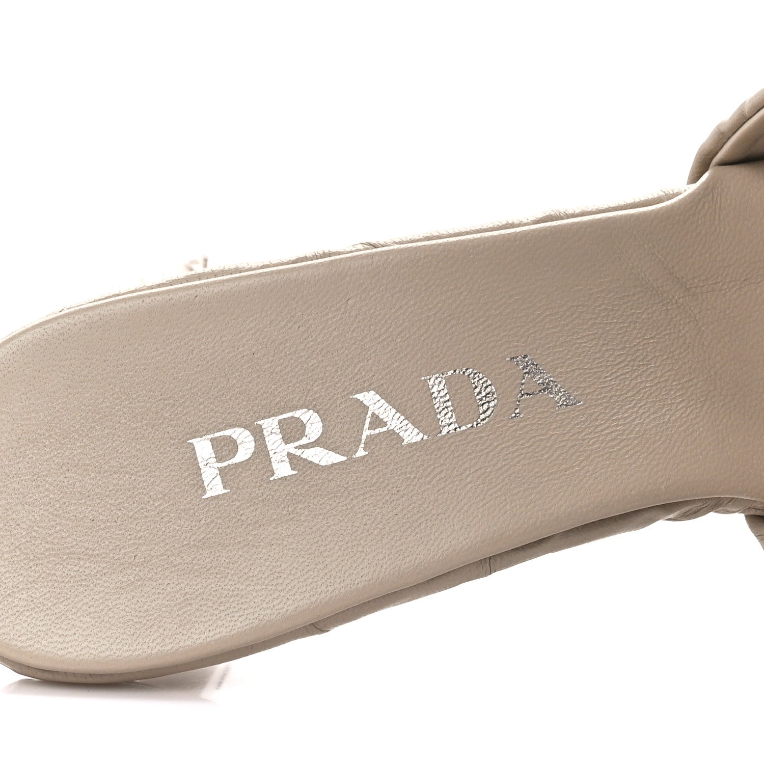Prada Nappa Antique Metal Triangle Logo 55mm Slide Sandals 37 Deserto 7 of 8
