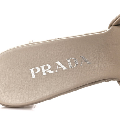 Prada Nappa Antique Metal Triangle Logo 55mm Slide Sandals 37 Deserto 7 of 8