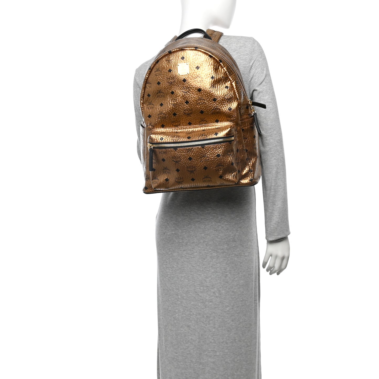 Metallic Visetos Medium Stark Backpack Gold