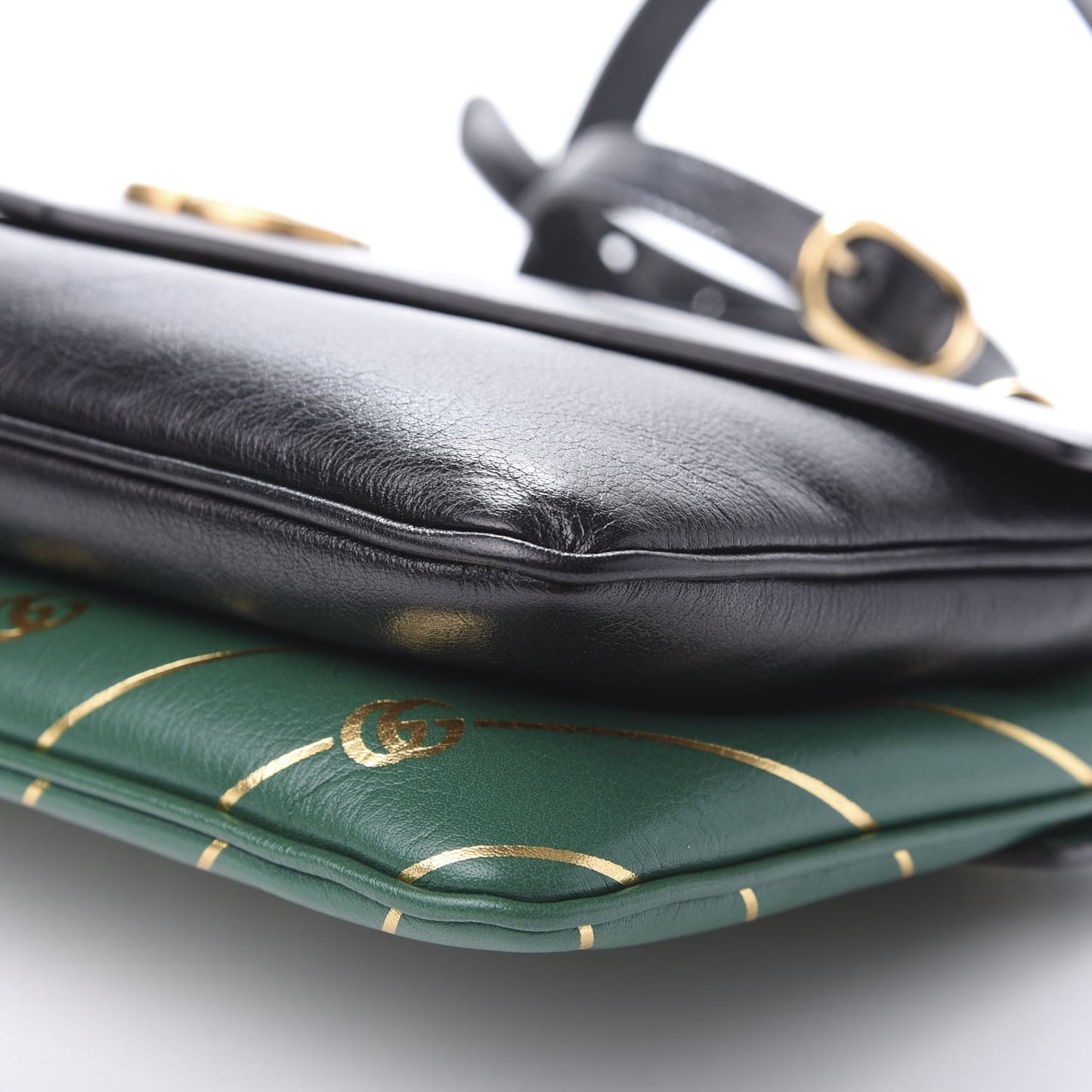 Calfskin Diagonal GG Medium Thiara Double Envelope Shoulder Bag Emerald Green Black
