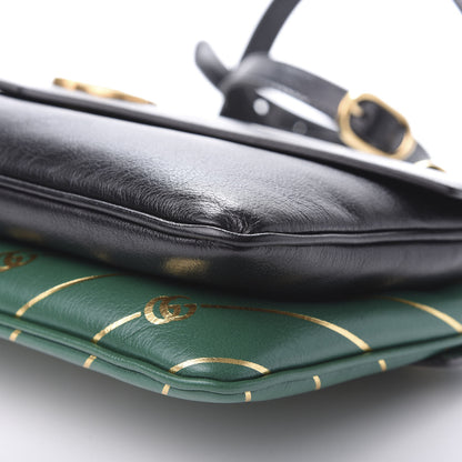 Gucci Calfskin Diagonal GG Medium Thiara Double Envelope Shoulder Bag Emerald Green Black 10 of 12