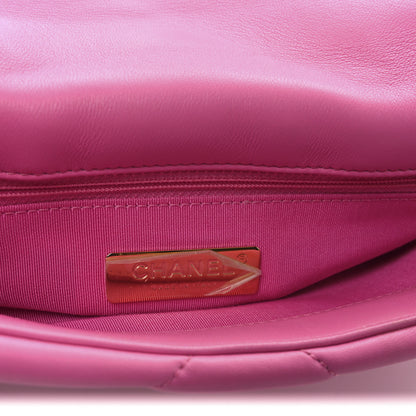 Chanel Shiny Lambskin Quilted Medium Chanel 19 Flap Neon Pink 6 of 11