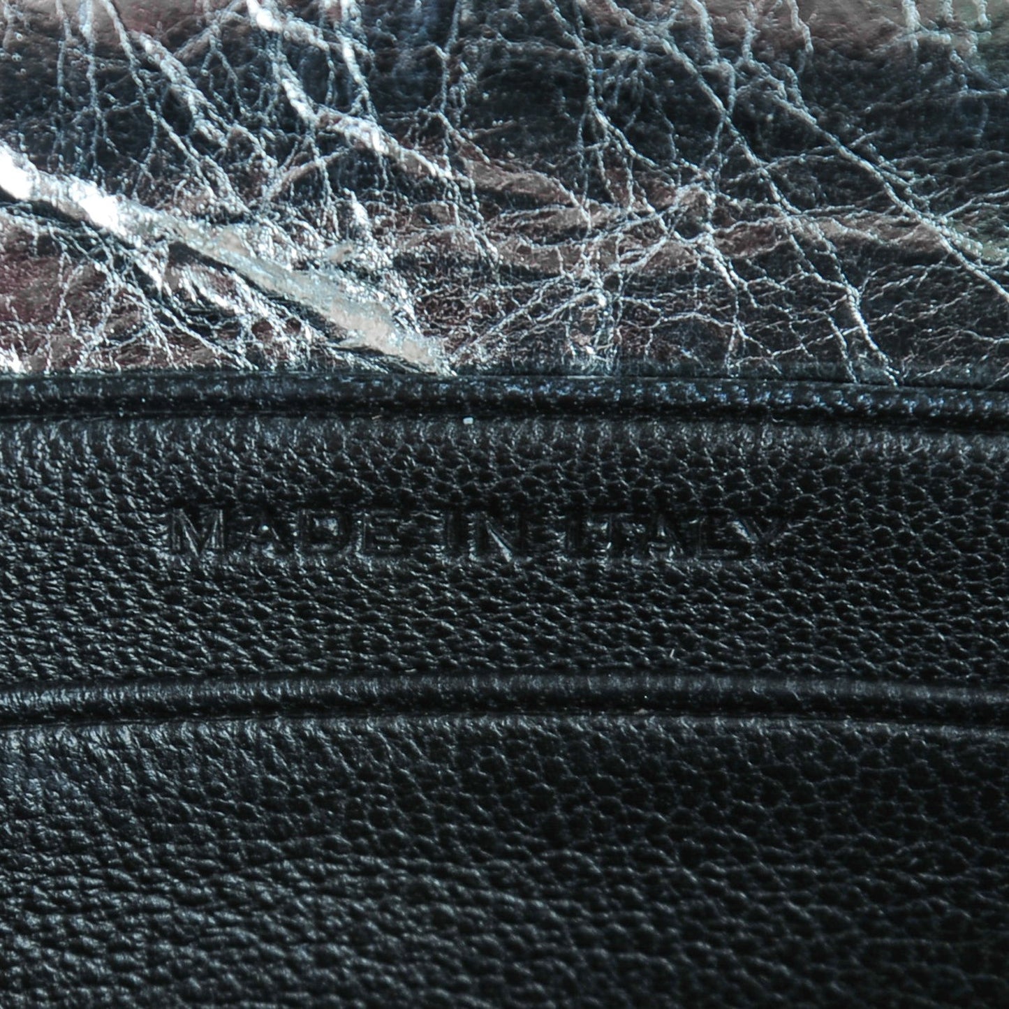 Metallic Goatskin Mixed Matelasse Chevron Small Monogram Envelope Wallet Silver