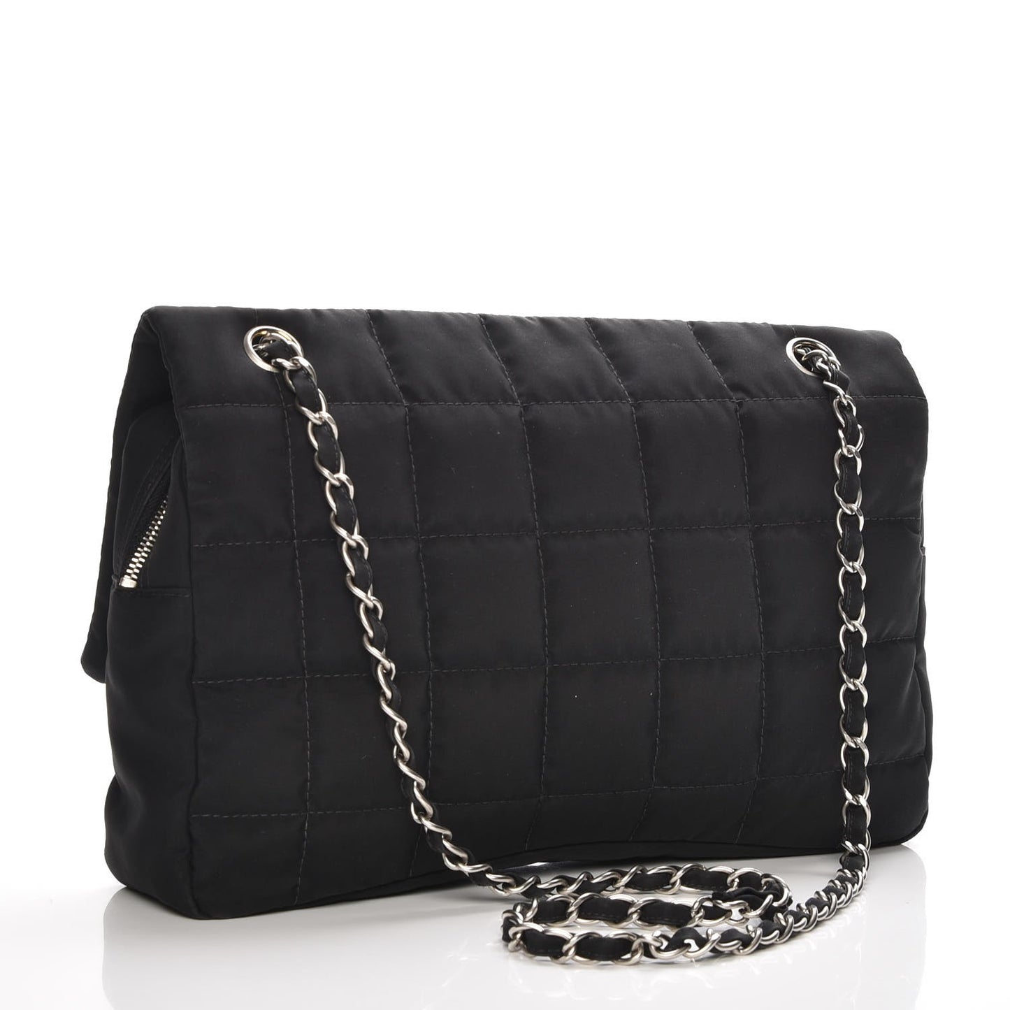 Nylon Square Quilted Flap Black