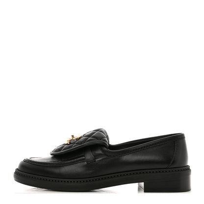 Chanel Lambskin Quilted CC Turnlock Loafers 36.5 Black 1 of 9