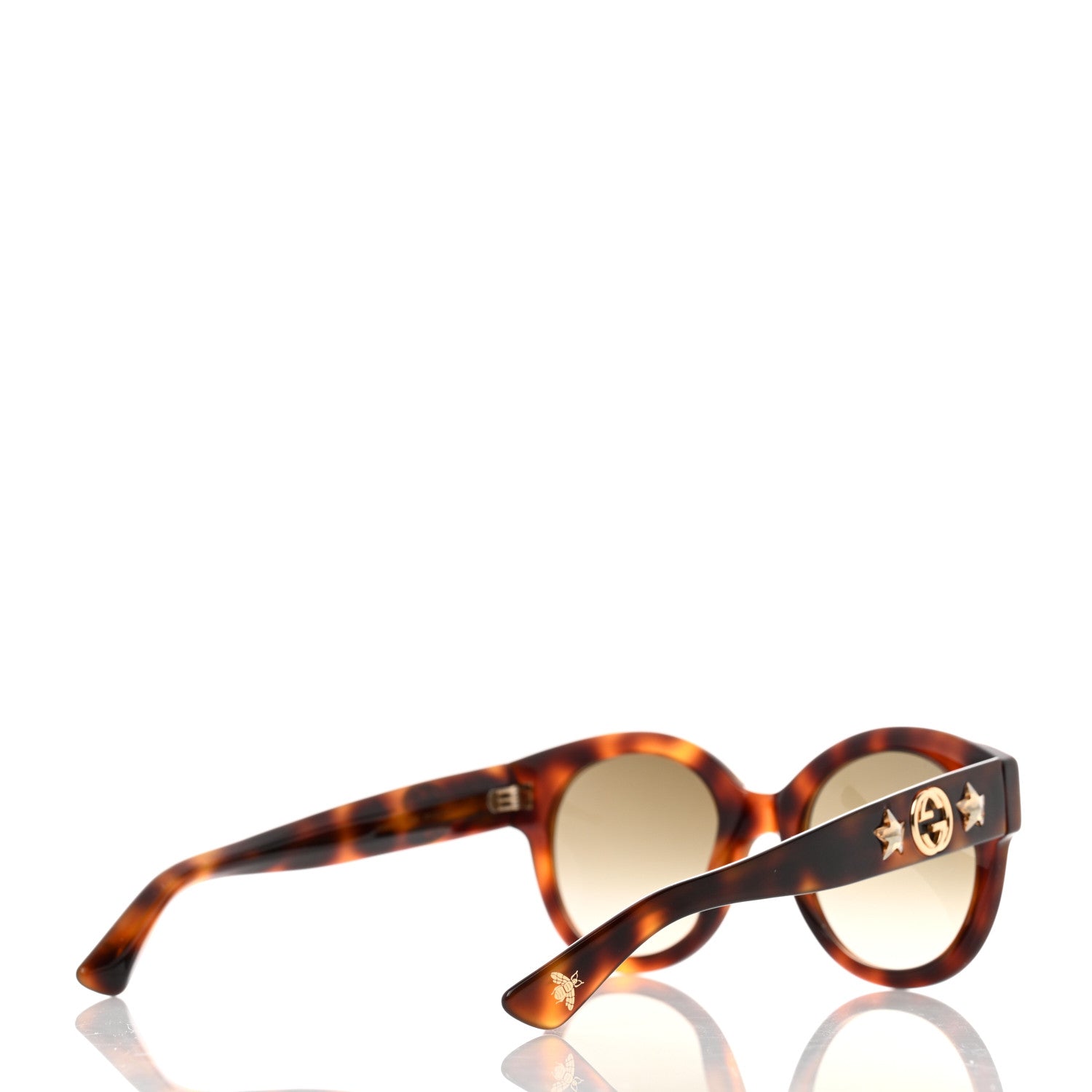 Gucci Acetate Round Frame GG Star Sunglasses GG0207S Tortoiseshell 4 of 8