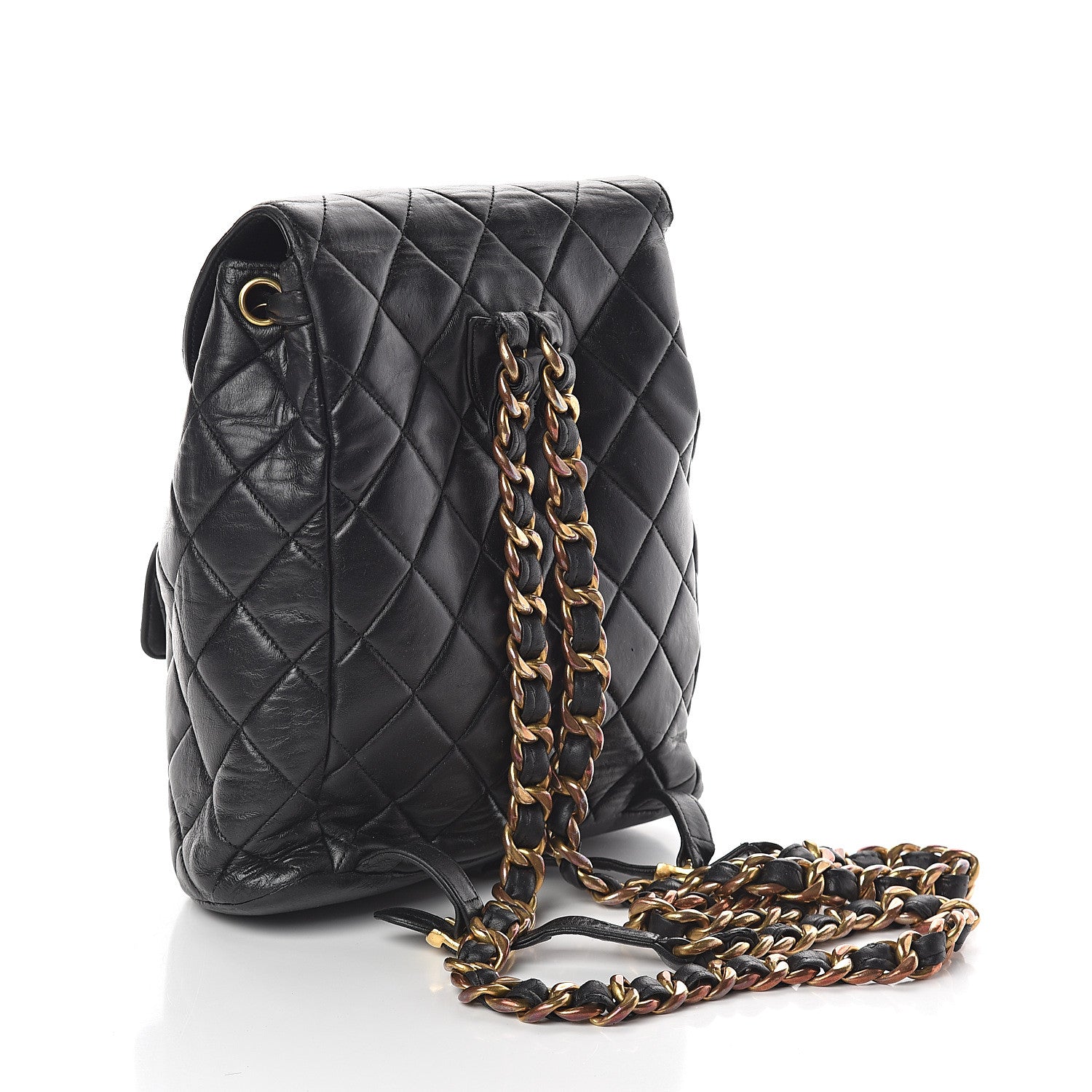 Chanel Lambskin Quilted Drawstring Backpack Black 2 of 8