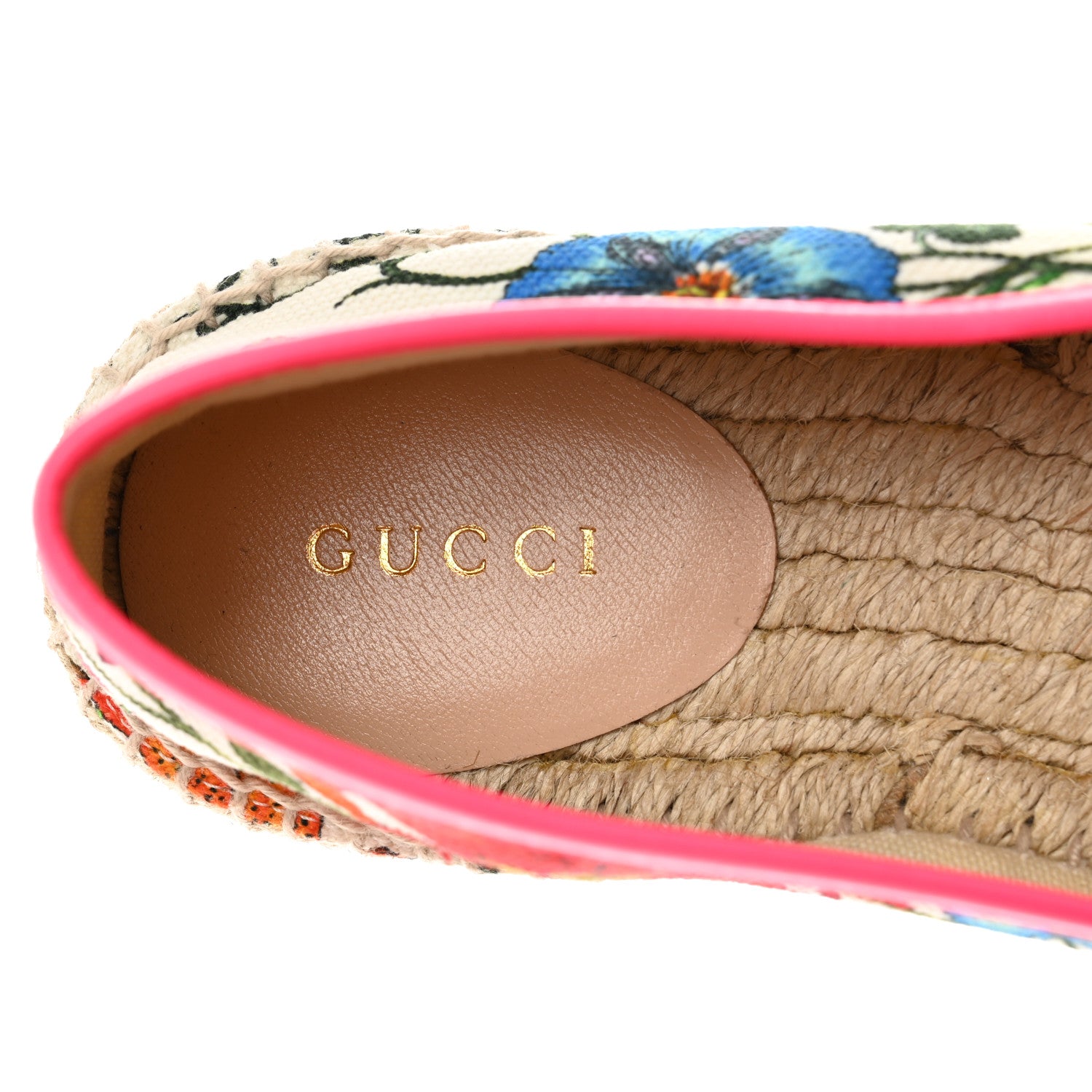 Gucci Canvas Flora Print Espadrilles 38.5 White Multicolor Fuxia 7 of 8