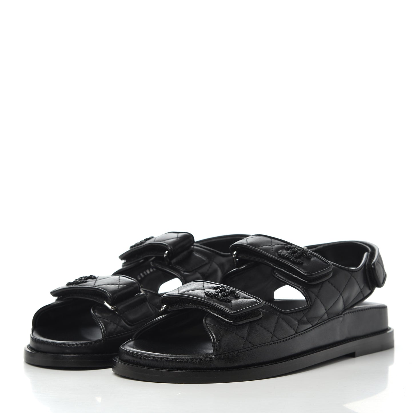 Lambskin Velcro Dad Sandals 36.5 Black