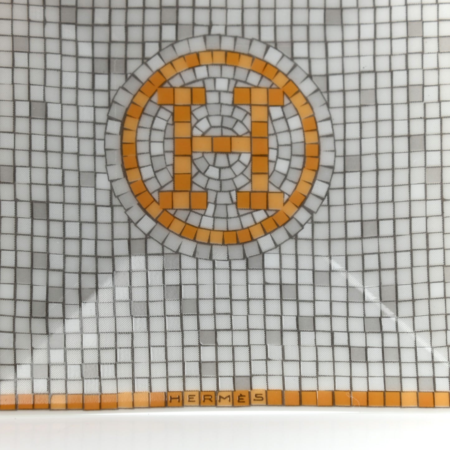 Porcelain Mosaique Au 24 Square Plate N°1 Set of 2 Gold