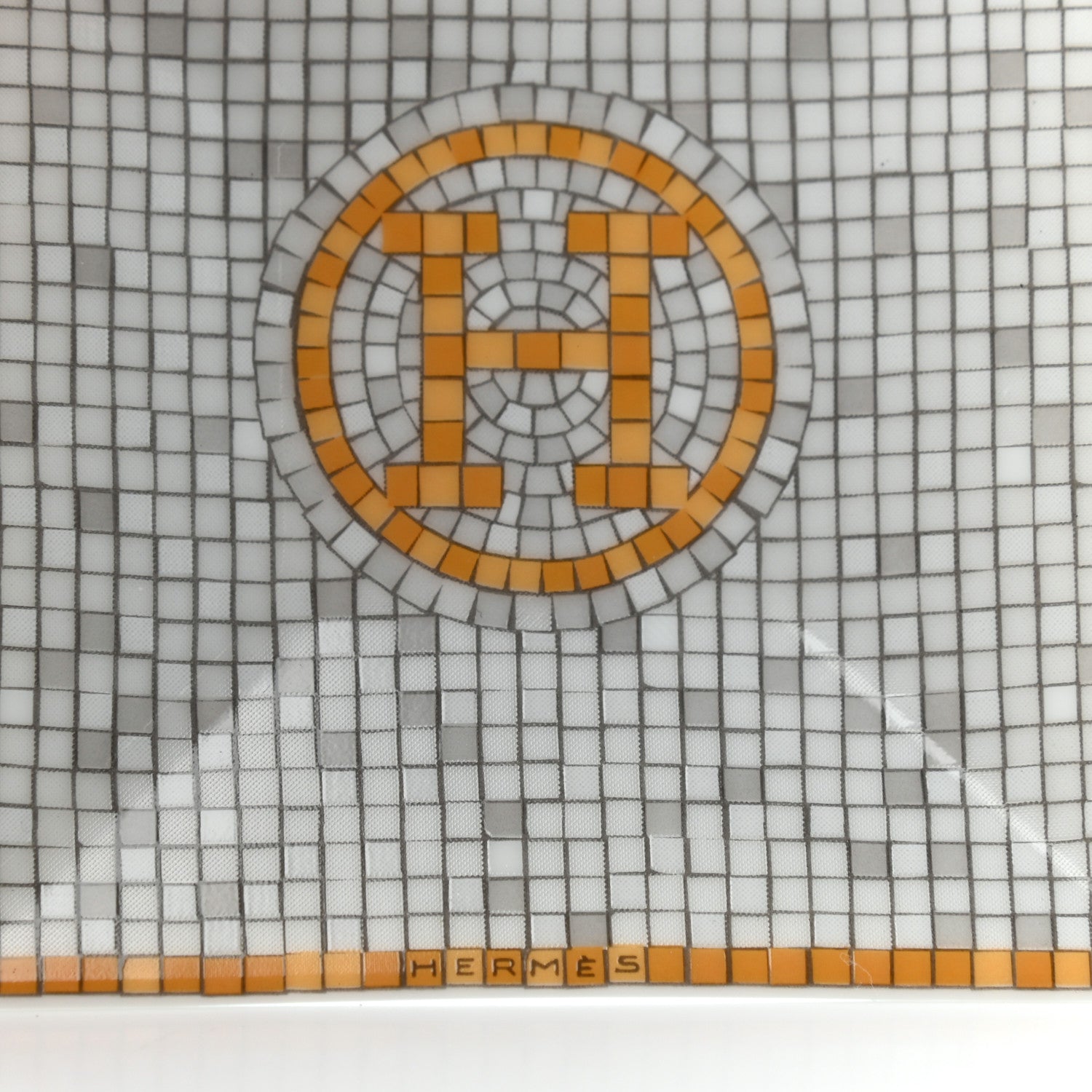 Hermes Porcelain Mosaique Au 24 Square Plate N°1 Set of 2 Gold 3 of 4