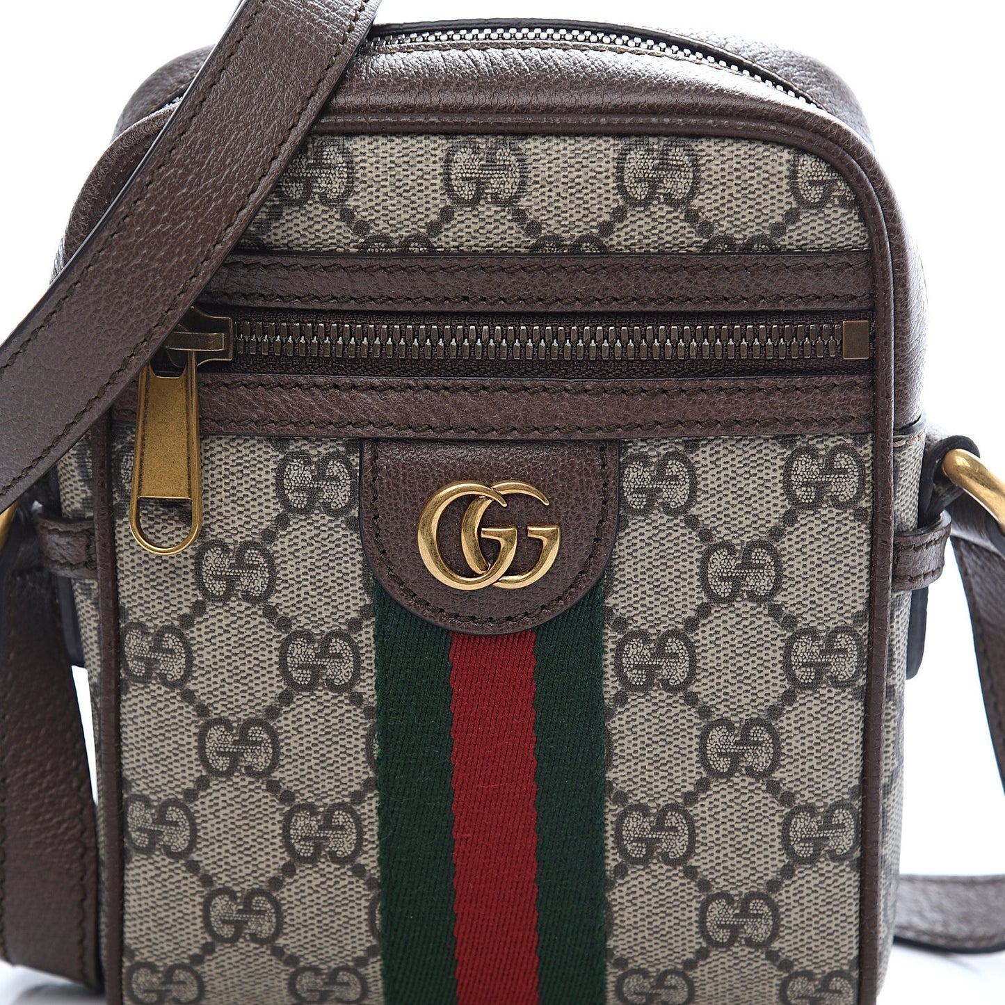 GG Supreme Monogram Web Mini Ophidia Messenger Brown
