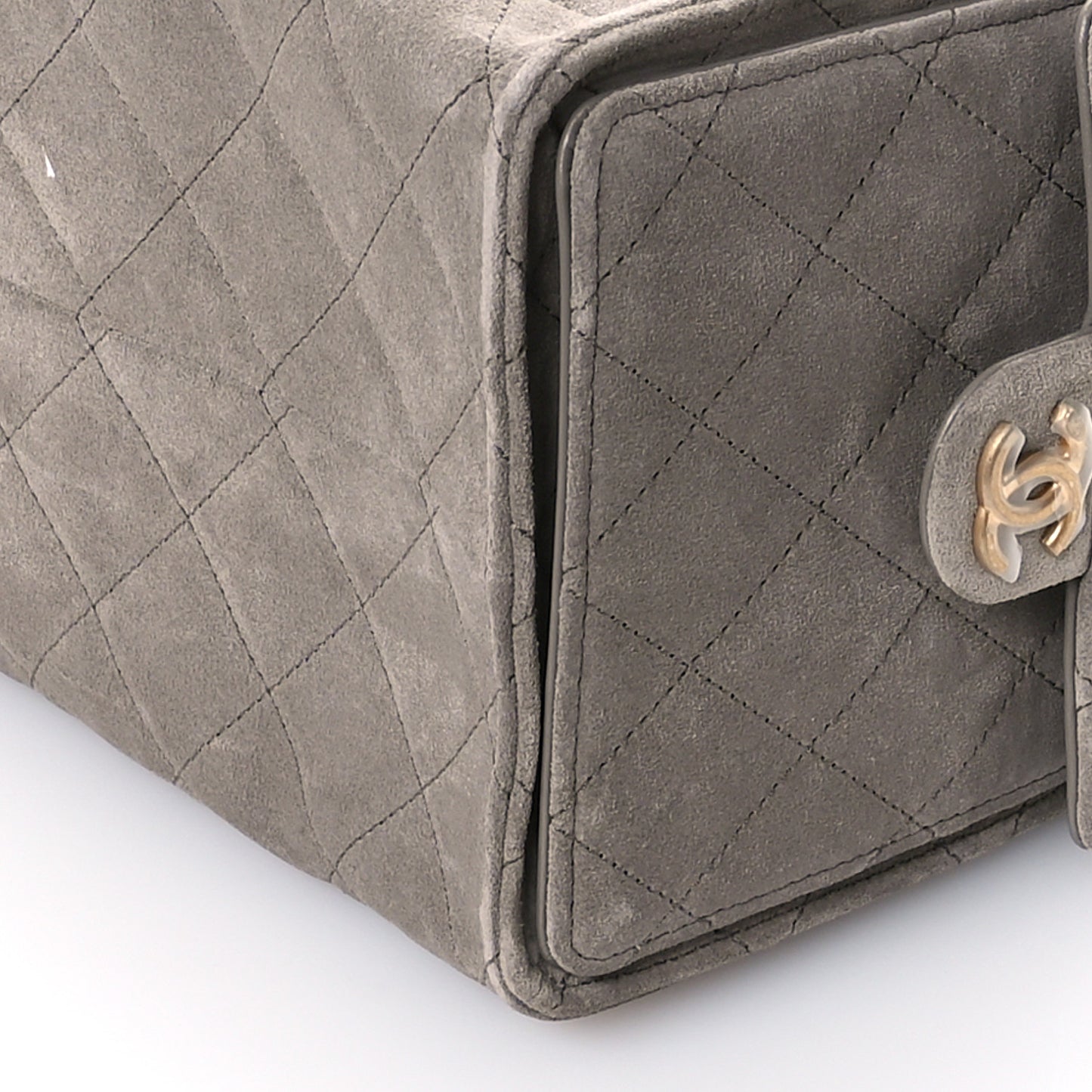 Suede Quilted Medium Chanel 25 Handbag Dark Grey