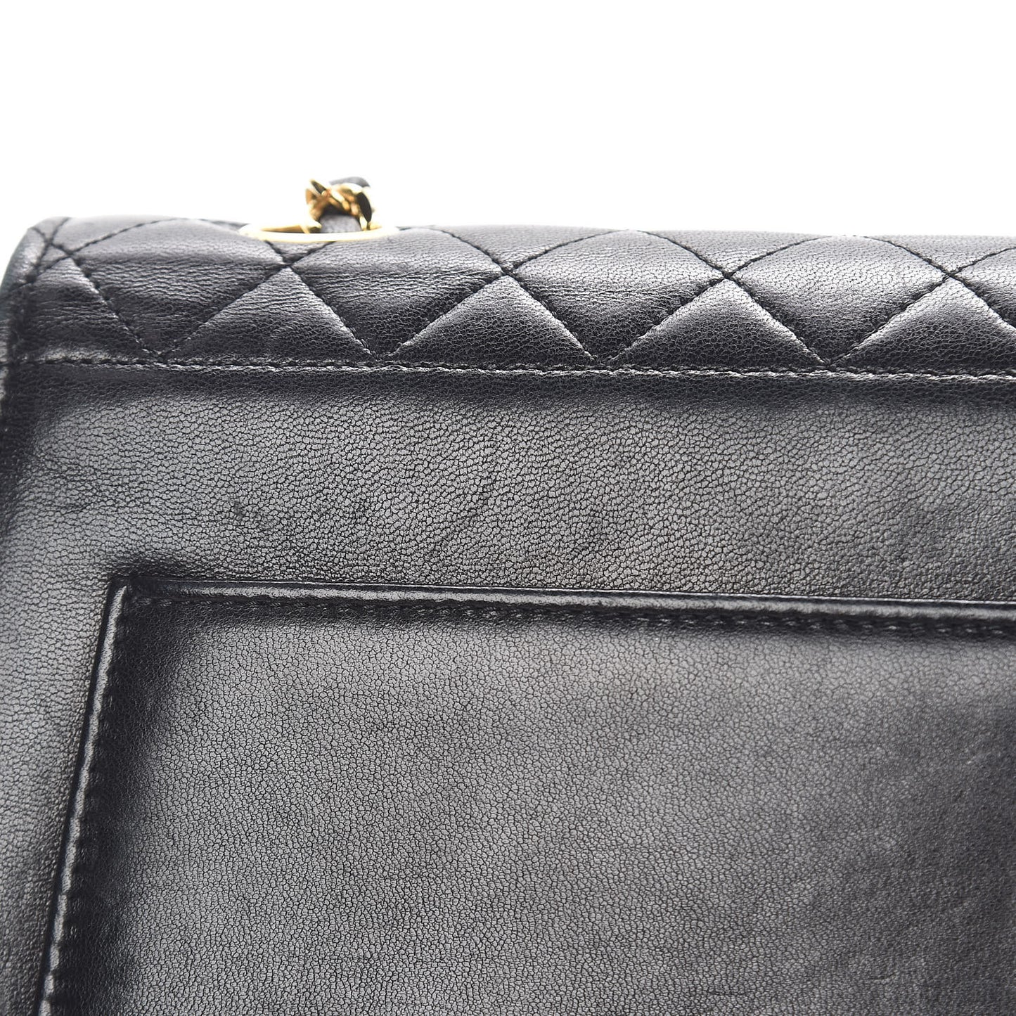 Lambskin Quilted Shoulder Flap Bag Black