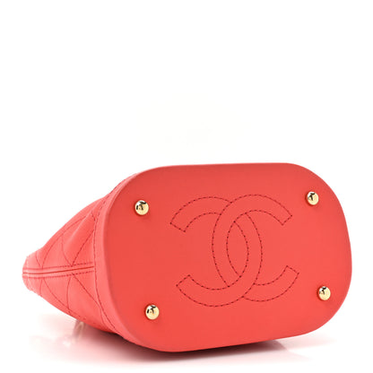 Chanel Calfskin Stitched Mini Drawstring CC Bag Red 4 of 10