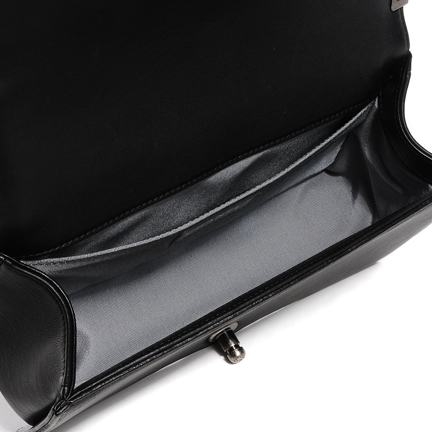 Calfskin Quilted Medium Double Stitch Boy Flap Black