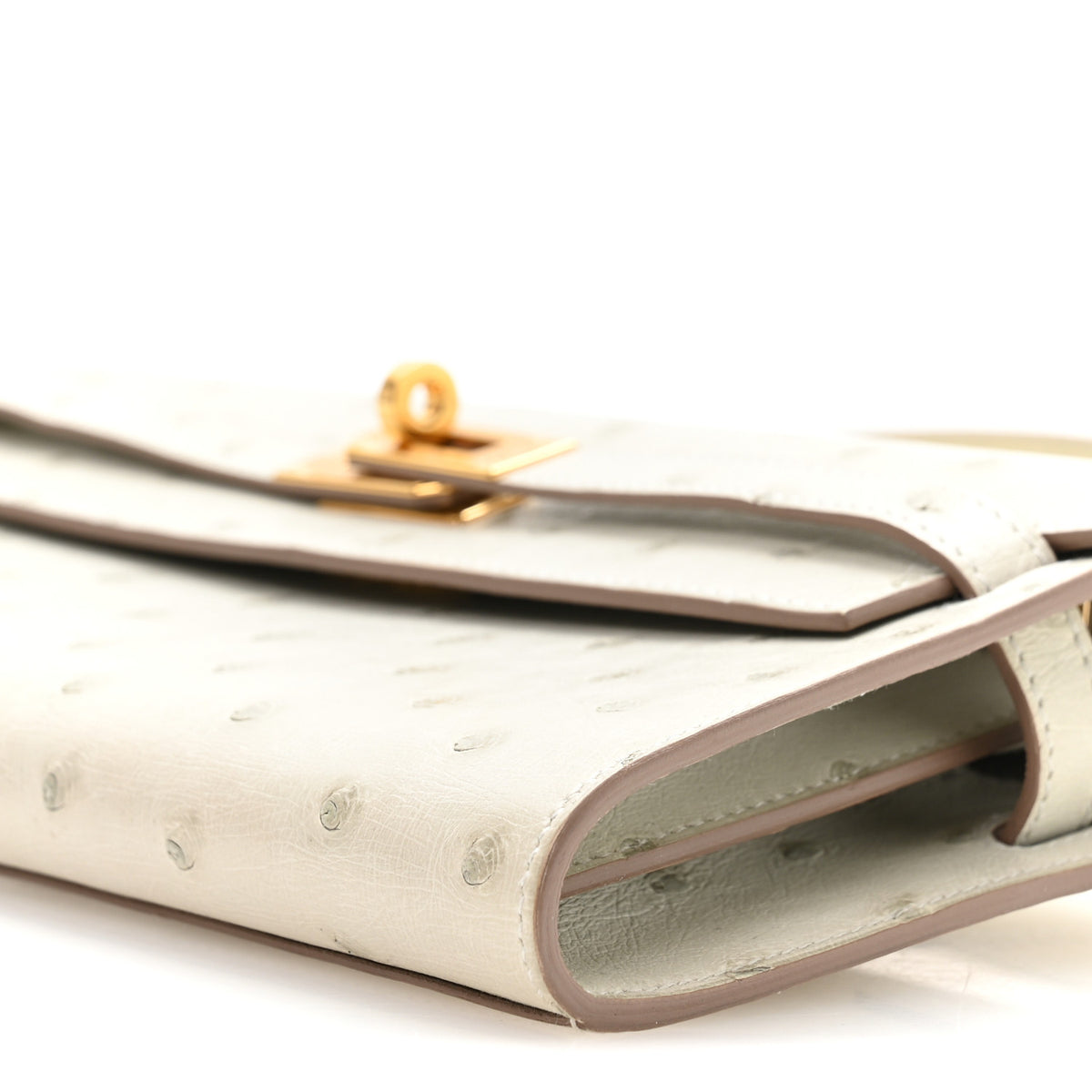 Ostrich Kelly Wallet To Go Gris Perle