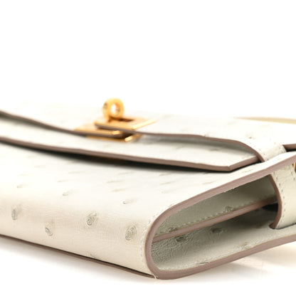 Hermes Ostrich Kelly Wallet To Go Gris Perle 10 of 10