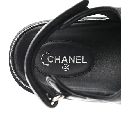 Chanel Lambskin Velcro Dad Sandals 40 Black 6 of 10