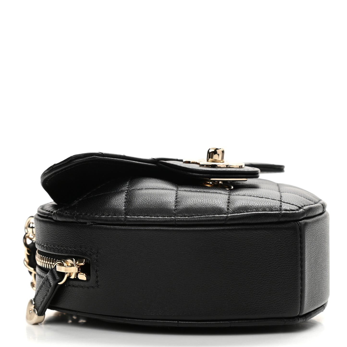 Lambskin Quilted CC In Love Heart Clutch With Chain Black