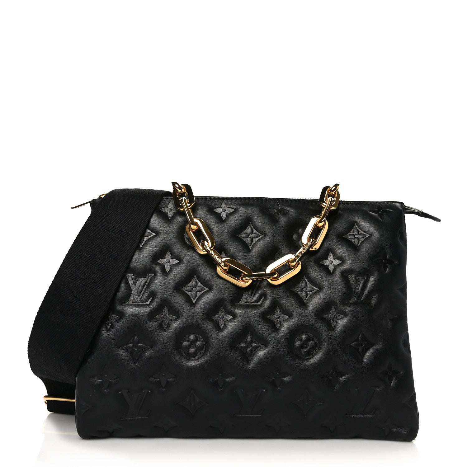 Louis Vuitton Lambskin Embossed Monogram Coussin PM Black 1 of 9