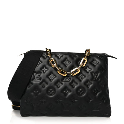Louis Vuitton Lambskin Embossed Monogram Coussin PM Black 1 of 9
