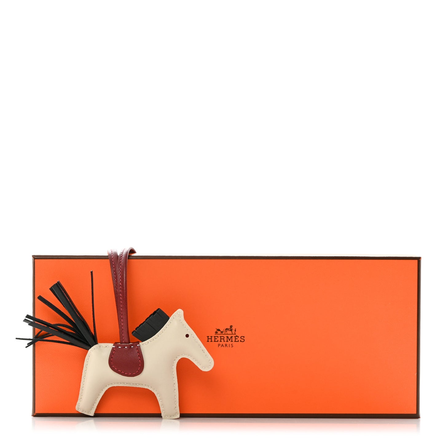 Milo Lambskin Grigri Rodeo Horse Bag Charm PM Craie Black Rouge H