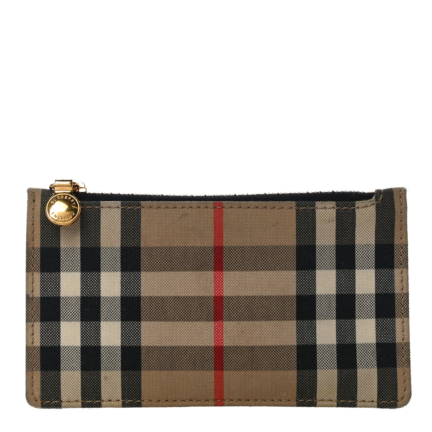 Burberry Vintage Check Calfskin Coin Case Card Holder Black 1 of 9