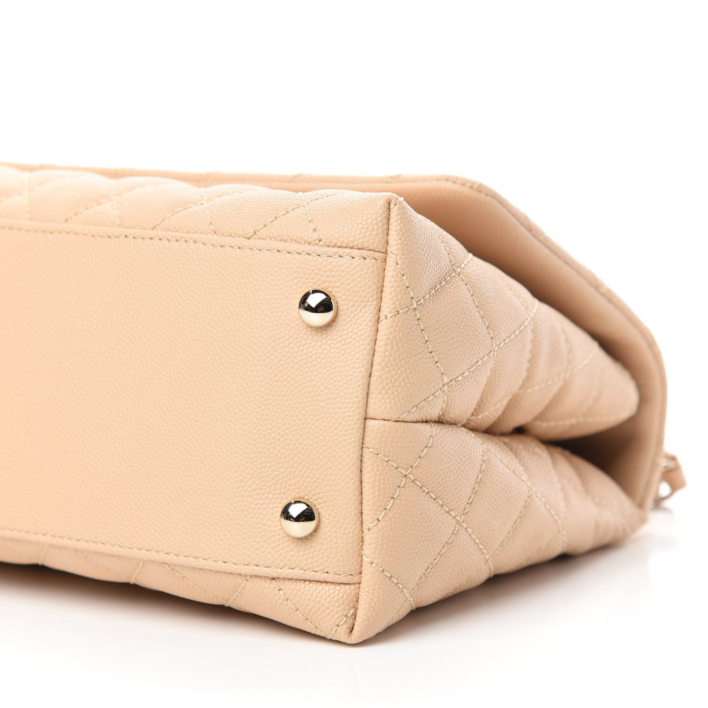 Caviar Lizard Embossed Quilted Small Coco Handle Flap Beige