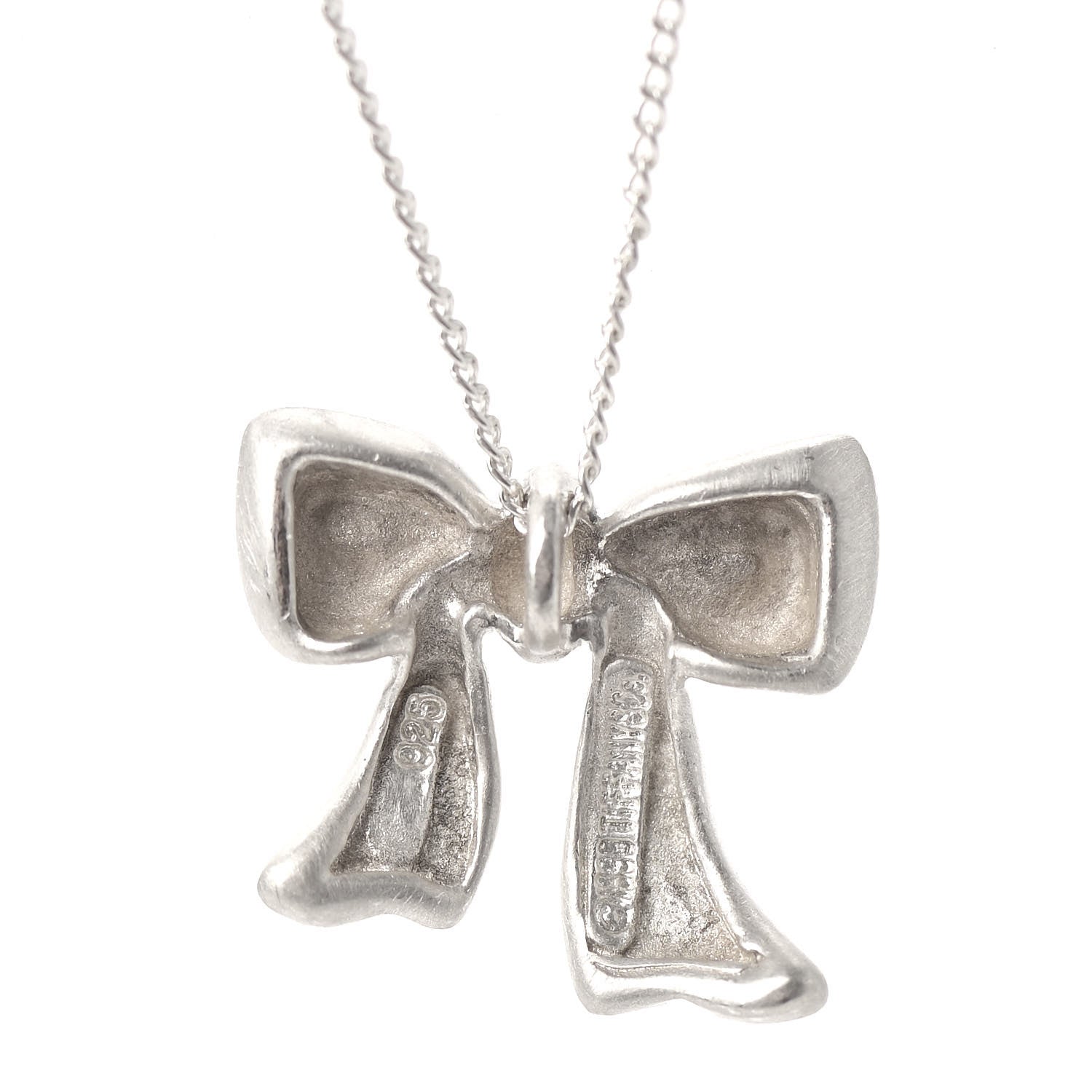Tiffany Sterling Silver Small Ribbon Pendant Necklace 6 of 7
