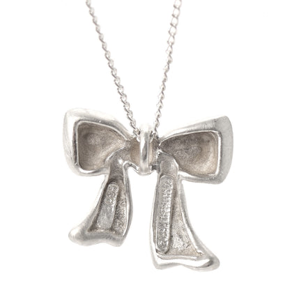Tiffany Sterling Silver Small Ribbon Pendant Necklace 6 of 7