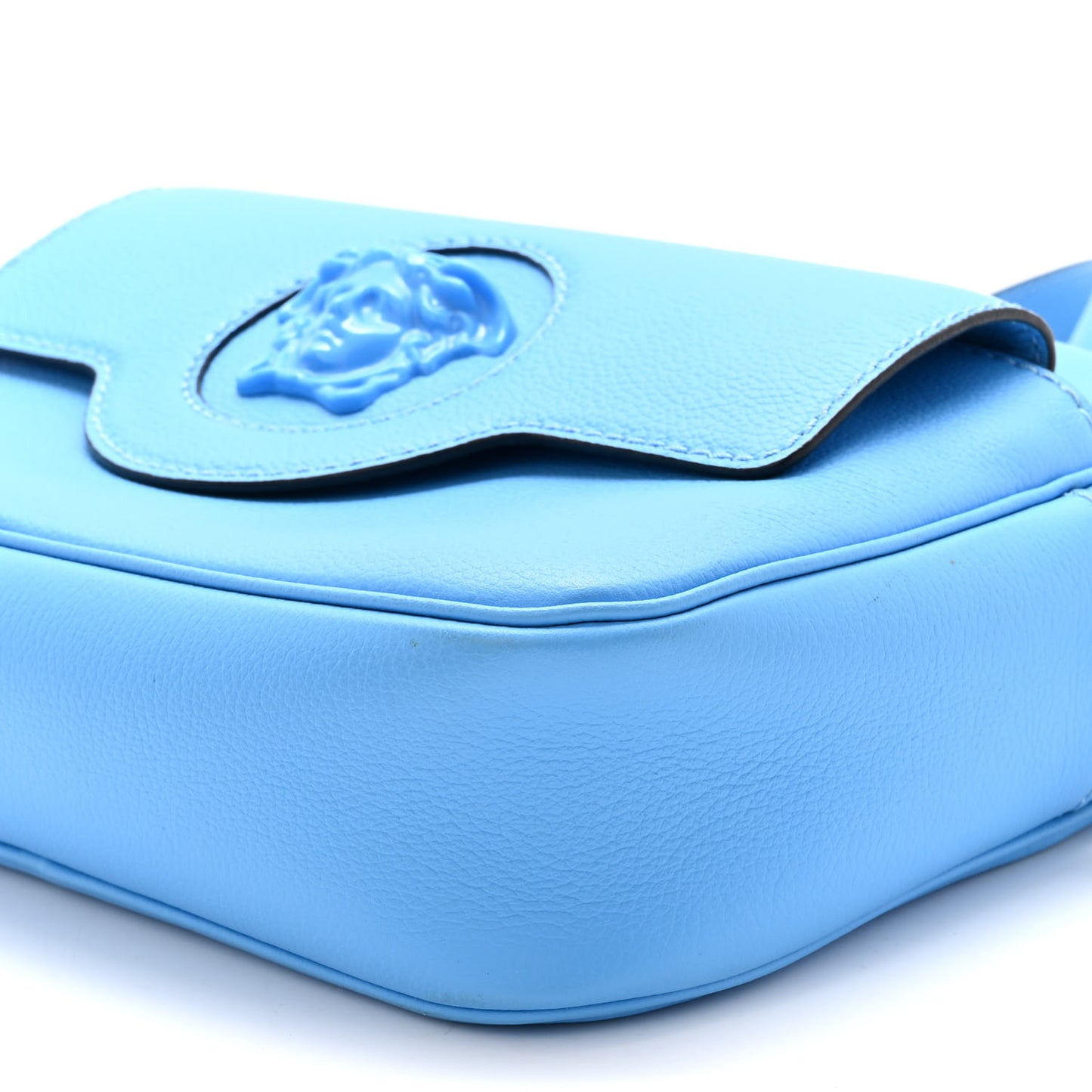 Grained Calfskin Medusa Camera Bag Blue