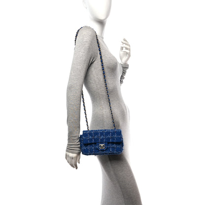Chanel Tweed Quilted Mini Rectangular Flap Blue Multicolor 2 of 12