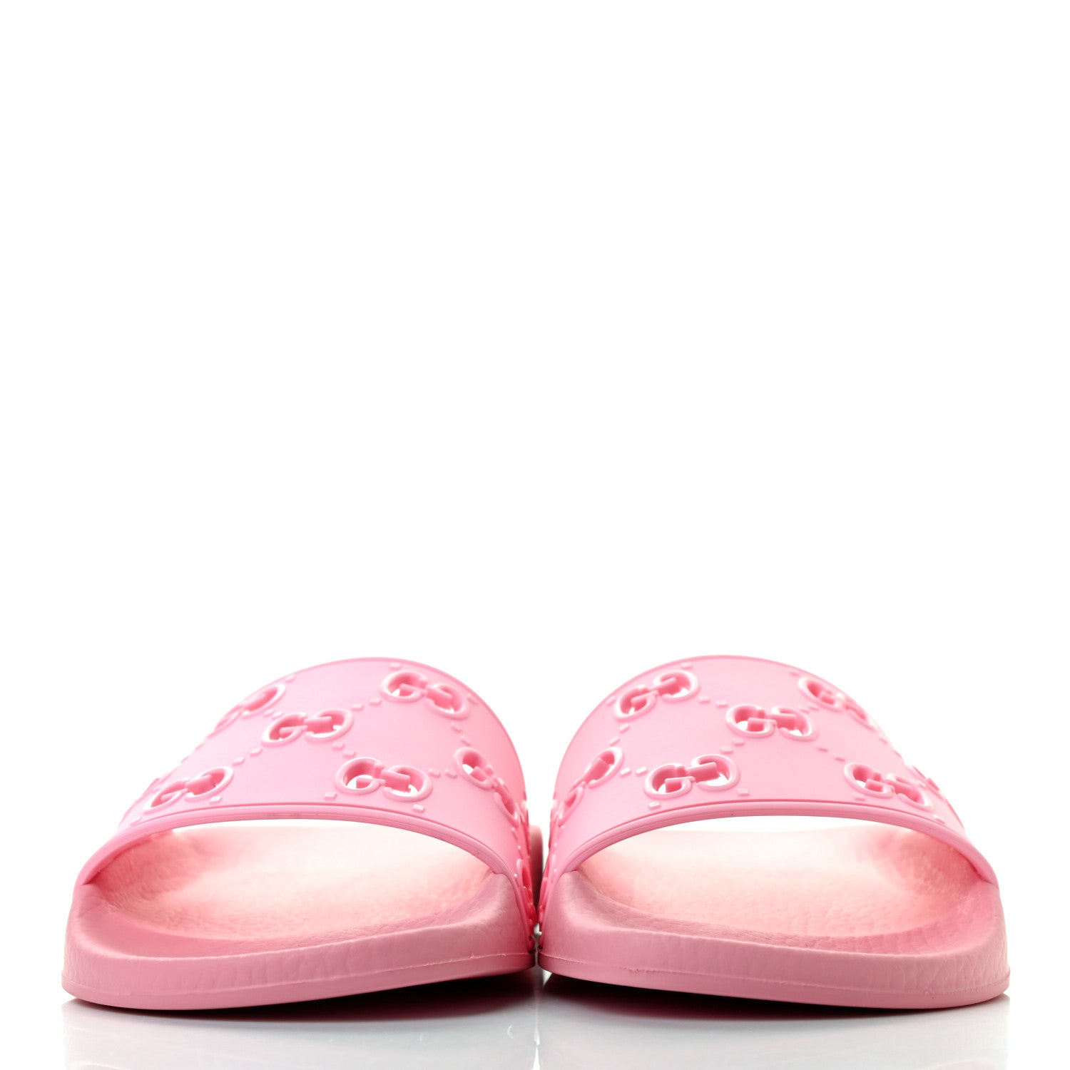 Gucci Rubber GG Monogram Perforated Womens Slide Sandals 37 Rose Box 2 of 5