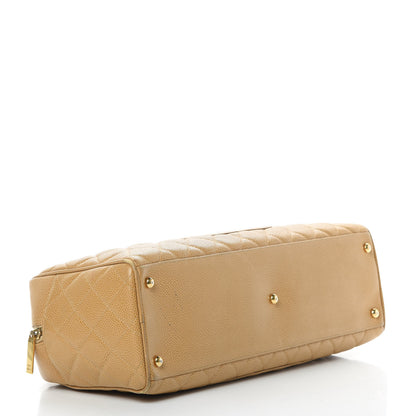 Chanel Caviar Quilted Large Bowler Bag Beige 4 of 20