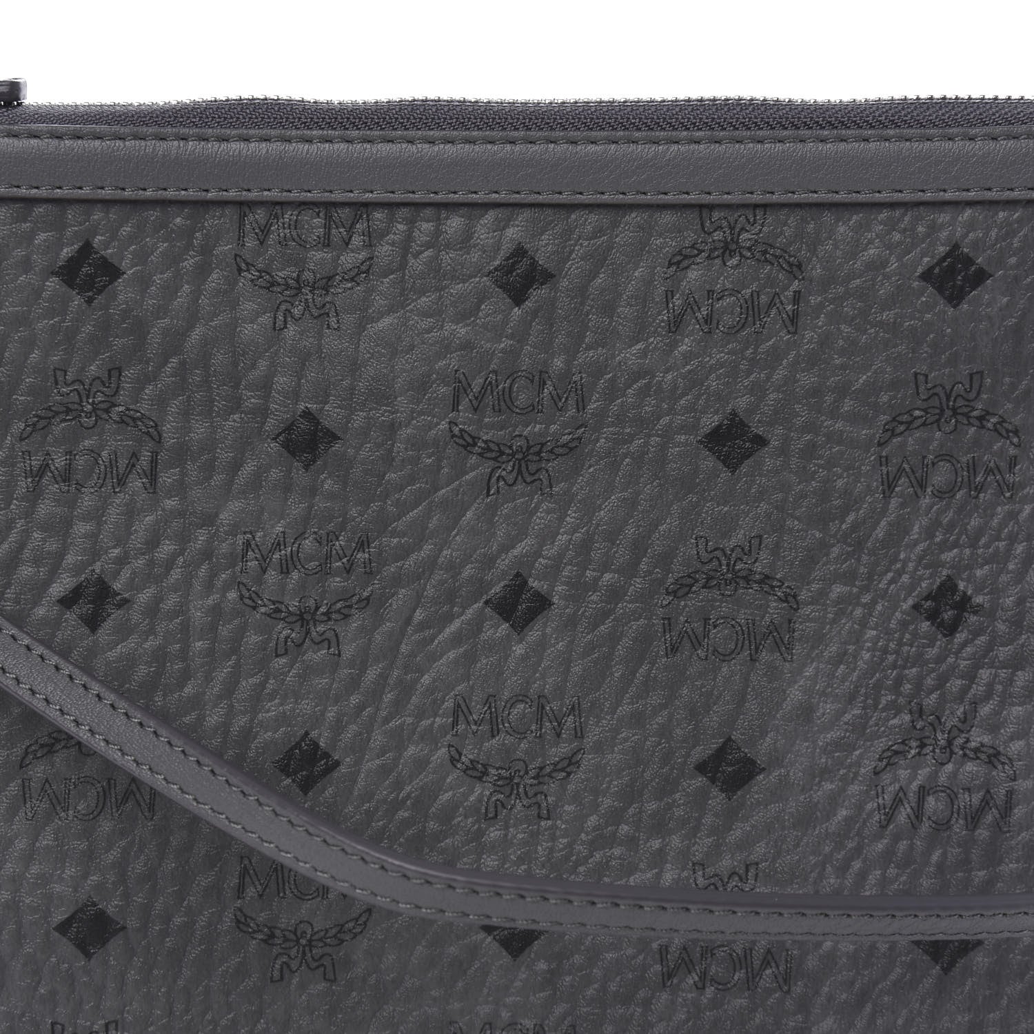 MCM Visetos Liz Shopper Tote Pouch Phantom Grey 9 of 9