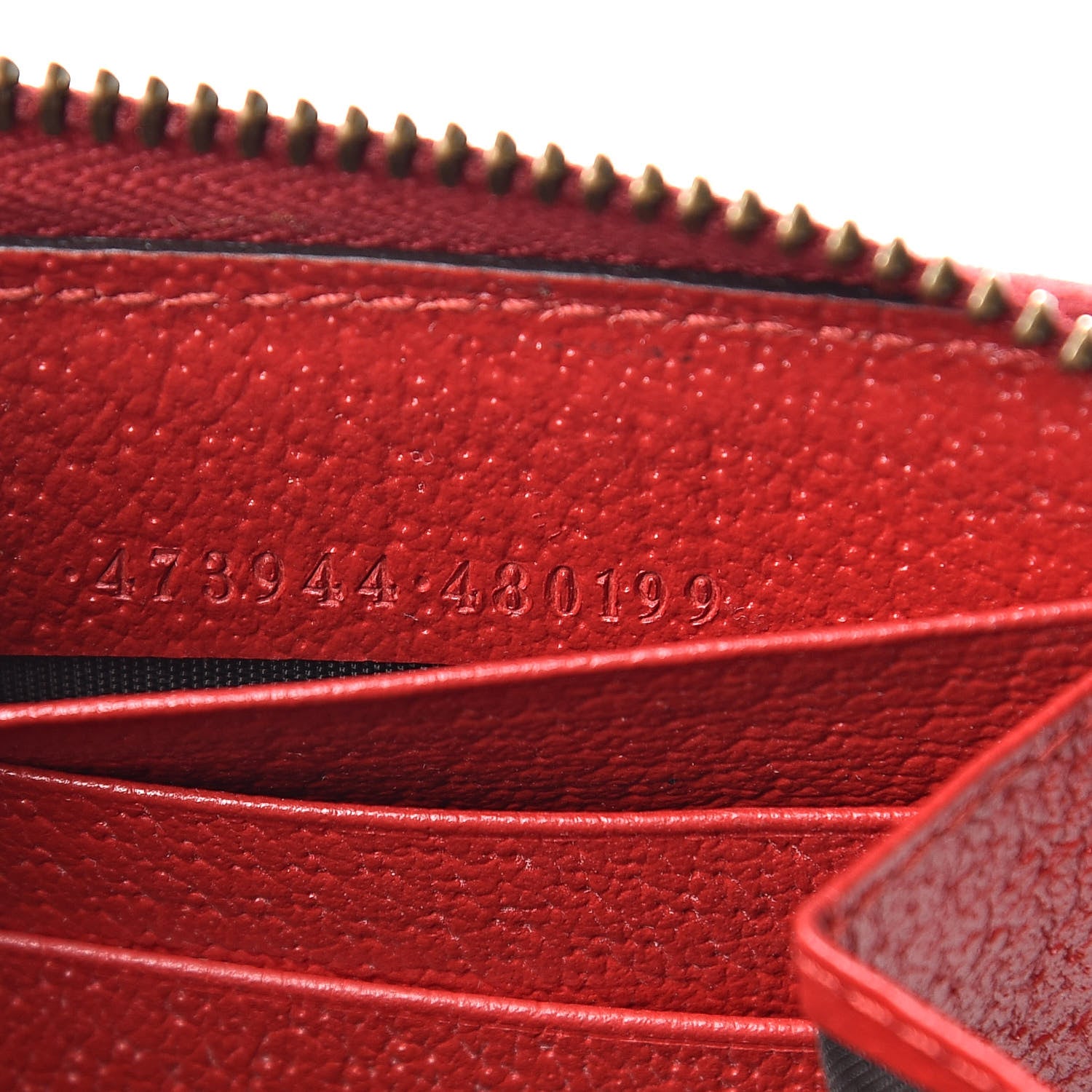 Gucci Calfskin Striped Kingsnake Zip Around Wallet Red 7 of 15