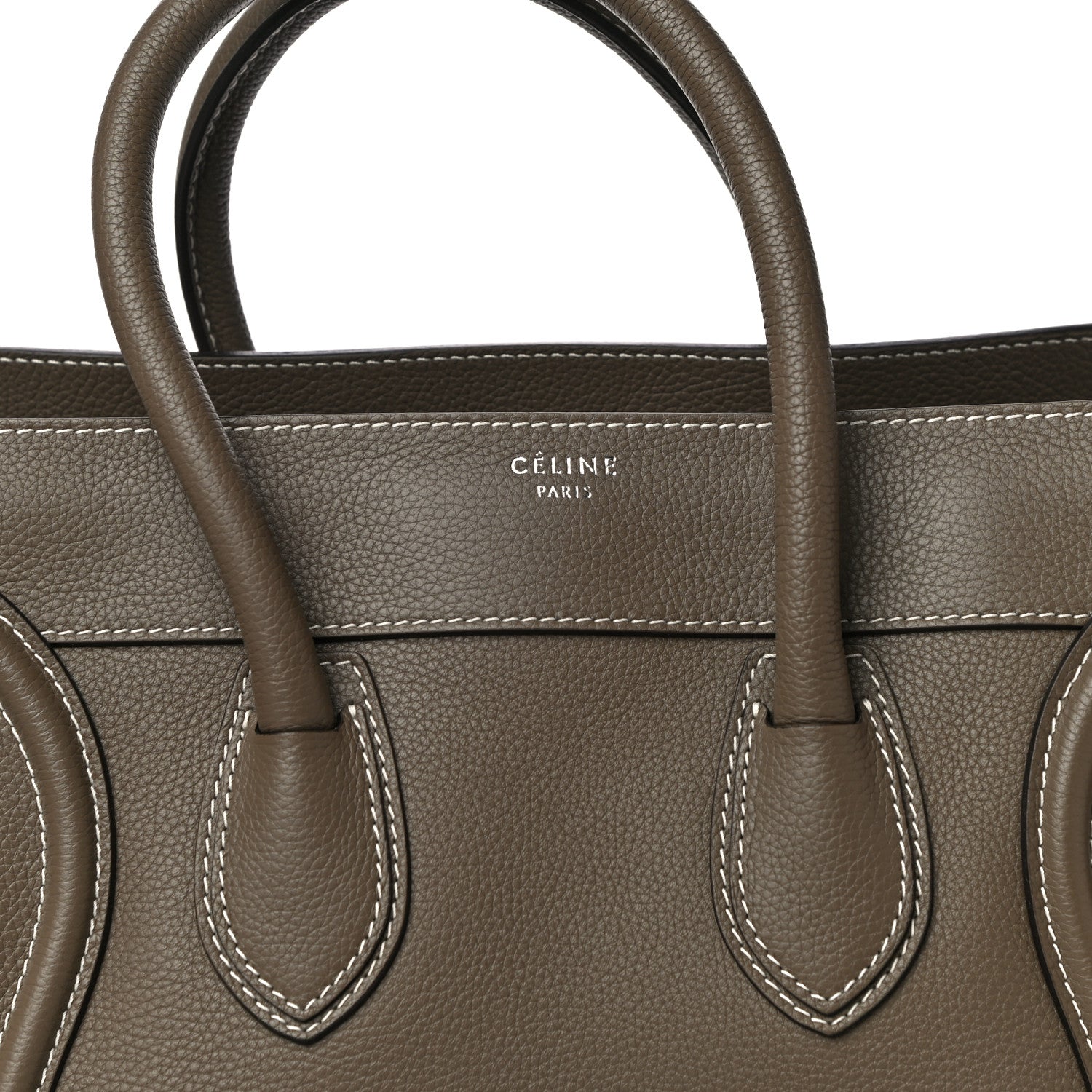 Celine Drummed Calfskin Mini Luggage Bag Souris 7 of 9