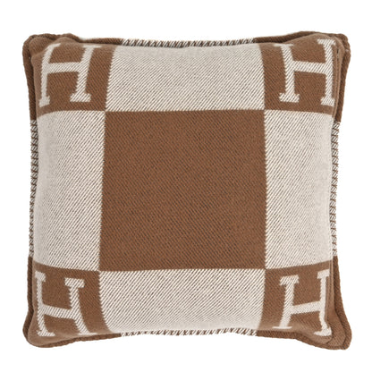 Hermes Wool Cashmere Avalon Pillow PM Ecru Camel 2 of 3