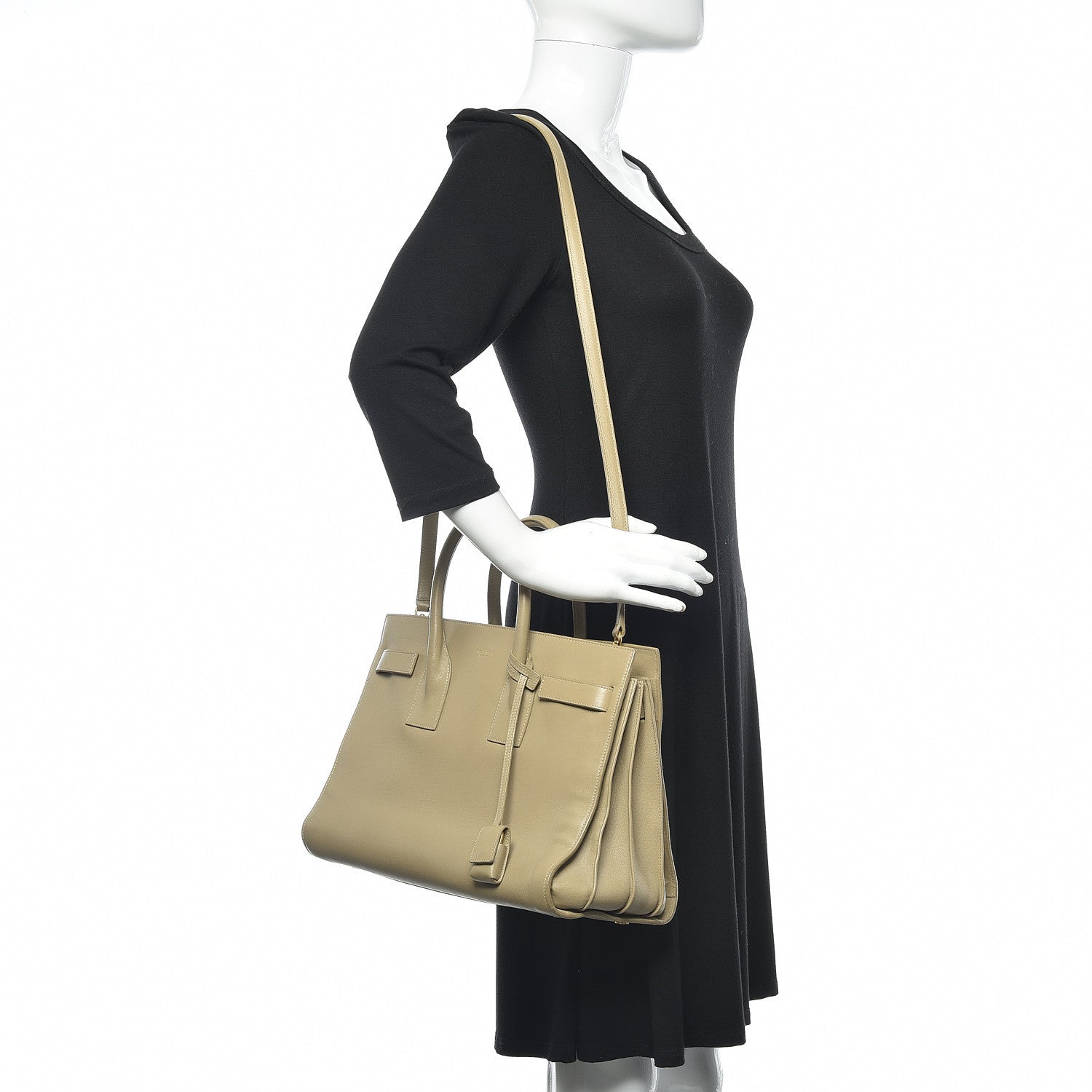 Saint Laurent Grained Calfskin Small Sac De Jour Dark Beige 2 of 11